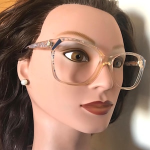 Vintage 90s Alberto Puccini Eyeglasses: Blue Pink Confetti Square Frames