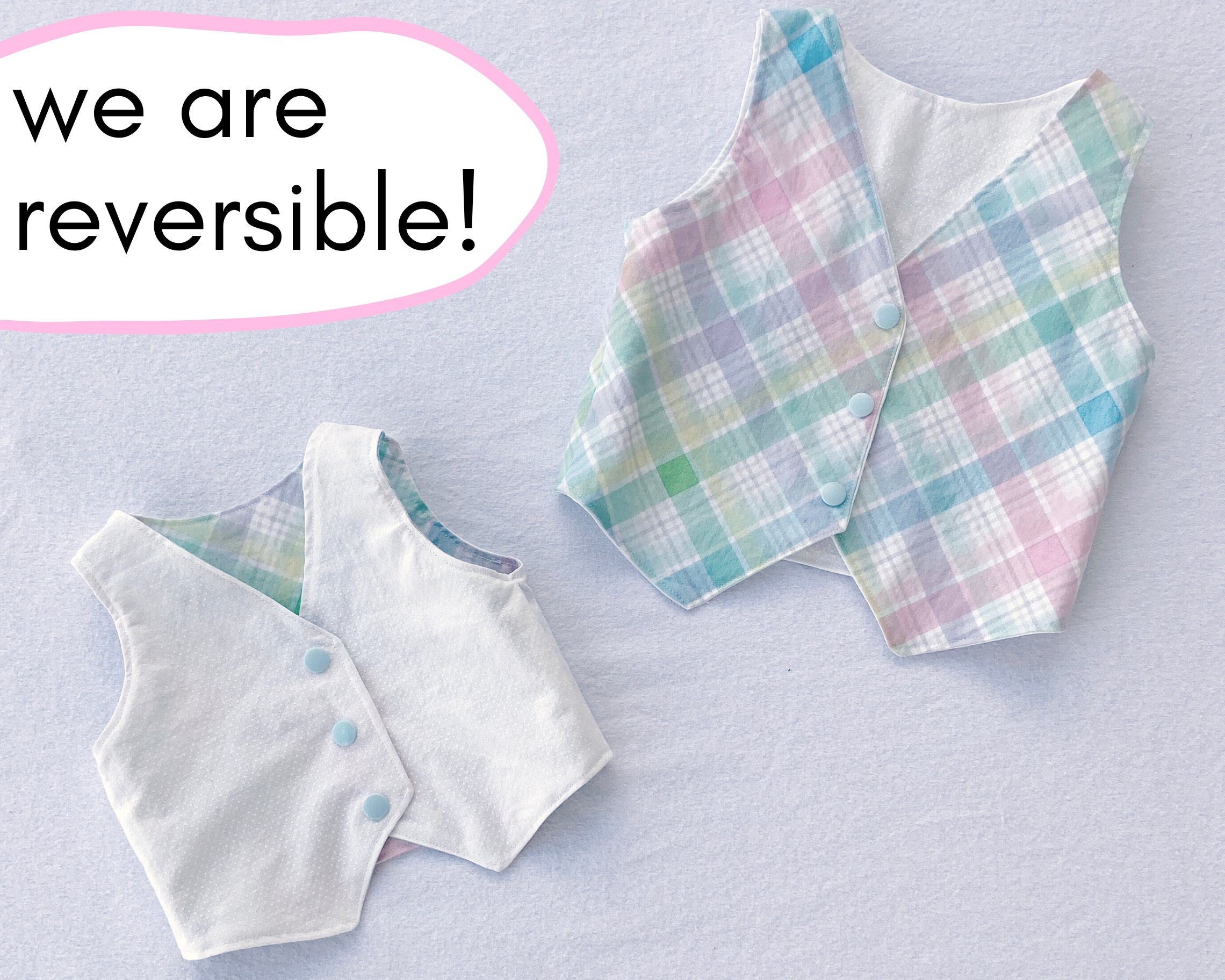 Plaid Easter vest, pastel vest, reversible vest, toddler Easter outfit boy, baby Easter vest, 100% cotton, ringbearer outfit, white vest