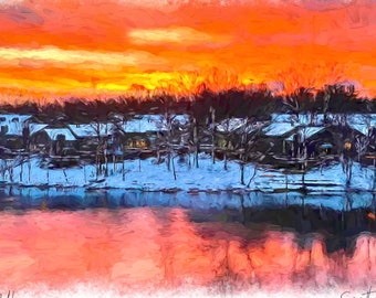 Lake Audubon Reston VA Sunrise Lake House by Susan Thornberg local artist in Reston, Virginia