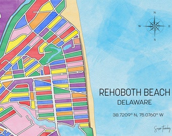 Rehoboth Beach Art - Rehoboth Beach, DE Street Map Art LGBQT by Susan Thornberg