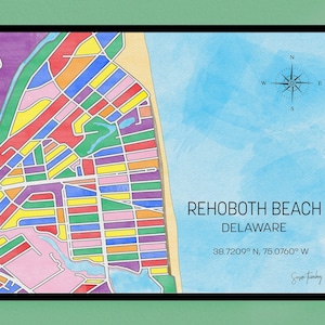Rehoboth Beach Art - Rehoboth Beach, DE Street Map Art LGBQT by Susan Thornberg