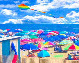 Rainbow Kite, LGBT Art, LGBT, Rehoboth Beach, Delaware, Poodle Beach, Coastal Art, Wall Art, Susan Thornberg