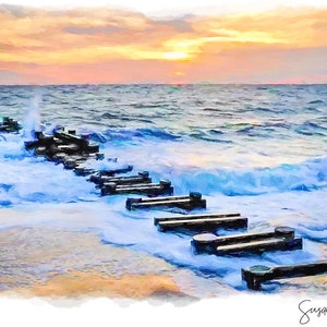Rehoboth Beach Art Print - Jetty Sunrise by Susan Thornberg
