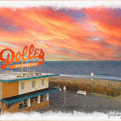 Rehoboth Beach Dolles Delaware Boardwalk Coastal Art Etsy