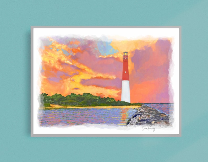 Long Beach Island Art Print LBI Barnegat Lighthouse by Susan Thornberg image 1