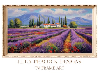 French Lavender and Poppy Art Samsung Frame TV | Provence Village Digital Download | European Landscape Wall Art | Instant Download