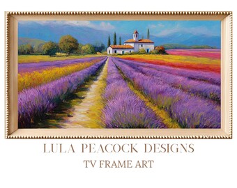 French Church Lavender Art Samsung Frame TV | Provence Village Digital Download | European Landscape Wall Art | Instant Download