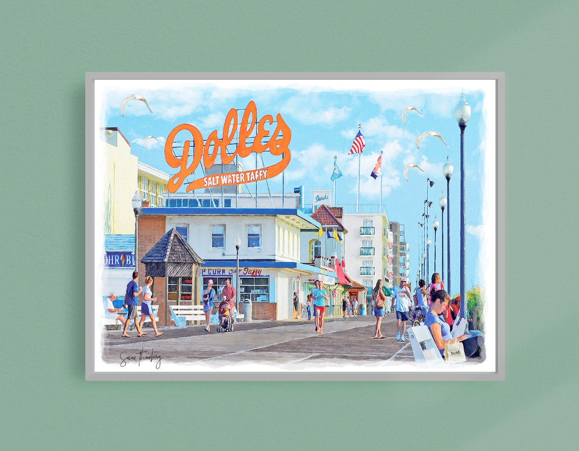 Rehoboth Beach Dolles Delaware Boardwalk Coastal Art Etsy