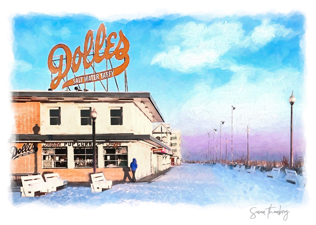 Rehoboth Beach Art Prints Winter Dolles on the Boardwalk by Susan
