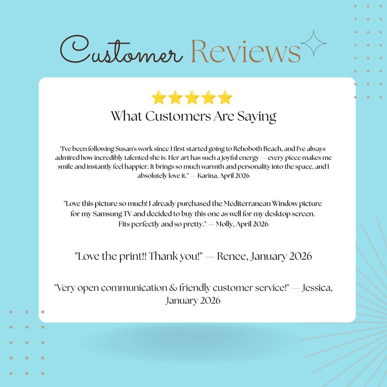 K&ouml;nnte beinhalten: Eine wei&szlig;e rechteckige Grafik mit dem Text Customer Reviews und What Customers Are Saying, begleitet von f&uuml;nf gelben Sternen. Sie zeigt vier Kundenbewertungen von Karina, Molly, Renee und Jessica vor einem hellblauen Hintergrund.