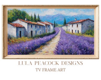 French Village Lavender Art Samsung Frame TV | Provence Digital Download | European Countryside Wall Art | Instant Download