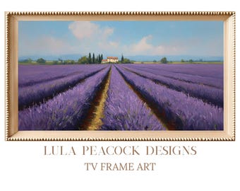 French Lavender Field Art Samsung Frame TV | French Provence Digital Download | Purple Landscape Wall Art | Instant Download