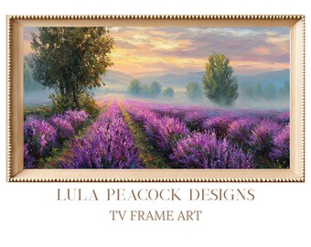 French Sunrise Lavender Field Art for Samsung Frame TV | French Provence Digital Download | Purple Landscape Wall Art | Instant Download
