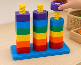 Torre clasificadora de movimiento en espiral ShapeWhirl, juguete Montessori para emparejar formas, actividad preescolar para desarrollar la motricidad fina y para la educación en casa.