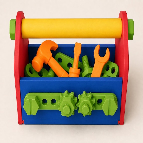 Little Builder Discovery Toolbox, Montessori Fine Motor Toy, Pretend Tool Set, STEM Learning Activity, Homeschool Gift