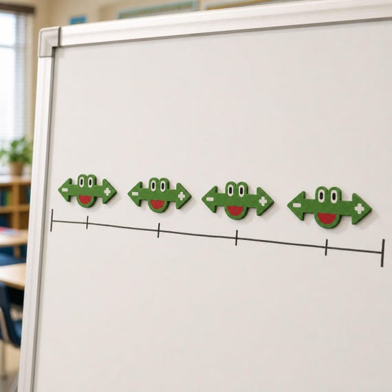 FrogHop Magnetic Number Line Set, Addition Subtraction Learning Aid, Classroom Whiteboard Math, Homeschool Manipulative, Grades 1-4