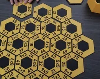 Rompecabezas de multiplicación HoneyHex, juego para aprender operaciones matemáticas básicas, actividad para la educación en casa, centro de clase, grados 3-5