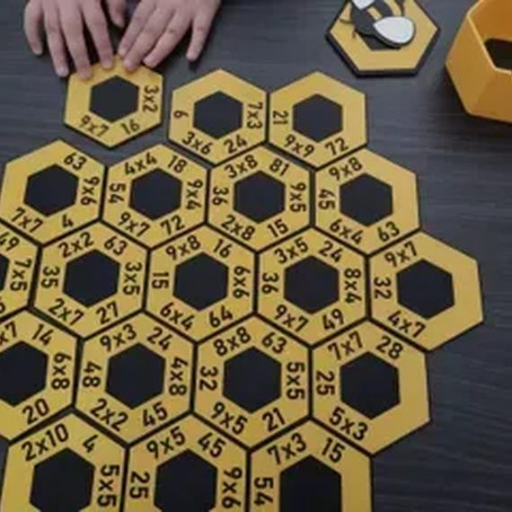 HoneyHex Multiplication Match Puzzle, Math Facts Learning Game, Homeschool Activity, Classroom Center, Grades 3–5