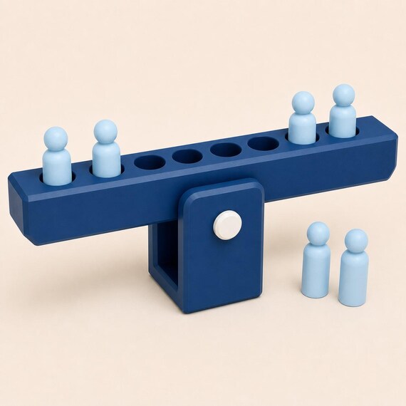 Ocean Equation lever activity in dark blue, ice blue, and ivory from a close front-right studio view.