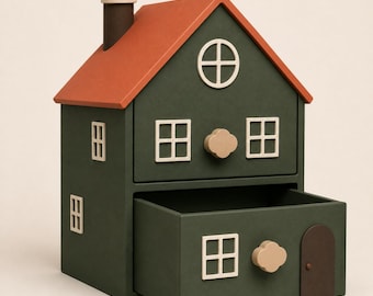 Cajonera Little Nook Cottage, organizador de escritorio infantil, almacenamiento de material escolar para el hogar, caja para lápices y material de arte para el aula.