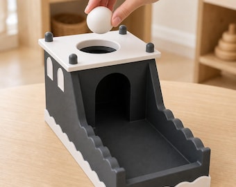 Caja de lanzamiento de pelotas CastlePeek, juguete Montessori para la permanencia del objeto, actividad de aprendizaje de causa y efecto, regalo preescolar para motricidad fina, 4 combinaciones de colores