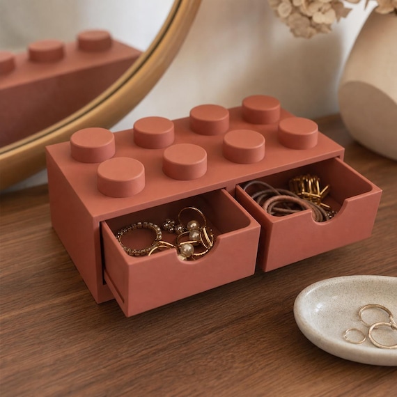 Terracotta 4x2 double storage drawer on a vanity