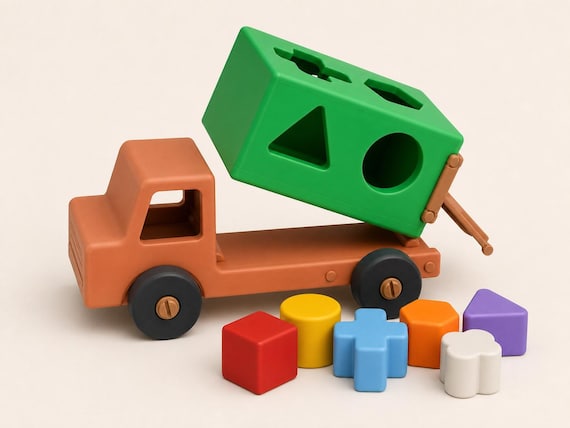 GeoHaul Learning Truck, Montessori Shape Matching Toy, Fine Motor Vehicle, Preschool STEM Activity, Homeschool Gift
