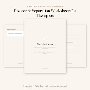 Divorce & Separation Worksheets for Therapists | Printable Client Workbook | Counselor Handout | Commercial Use PDF
