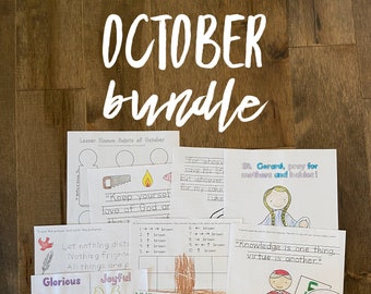 OCTOBER BUNDLE lazy liturgical living activity sheets coloring pages for kids adults pdf homeschool printables curriculum catholic