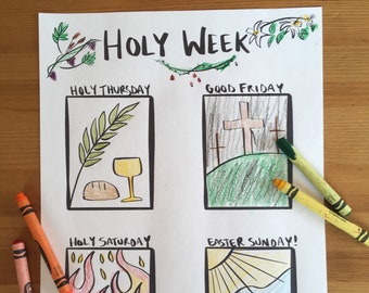 Holy Week coloring page sheet liturgical year catholic resources for kids lazy liturgical feast day holiday christian prayer easter activity