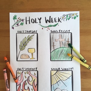 Holy Week coloring page sheet liturgical year catholic resources for kids lazy liturgical feast day holiday christian prayer easter activity