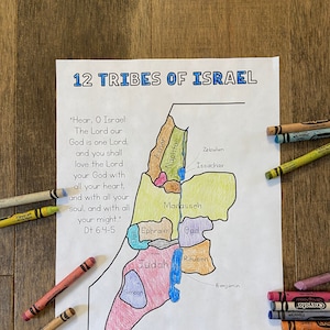 Donation: Tribes of Israel pray for Israel printable coloring page sheet liturgical year catholic resources kids prayer activities jesus image 1