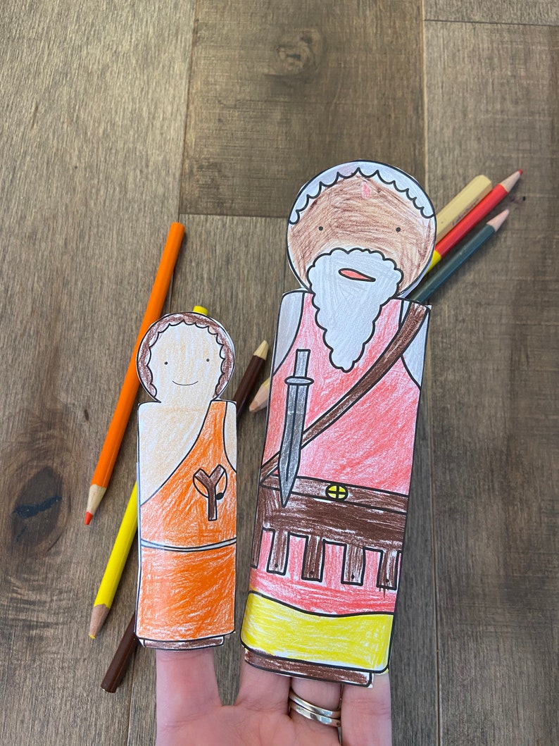 David and Goliath fun Bible story finger puppets worksheet image 1