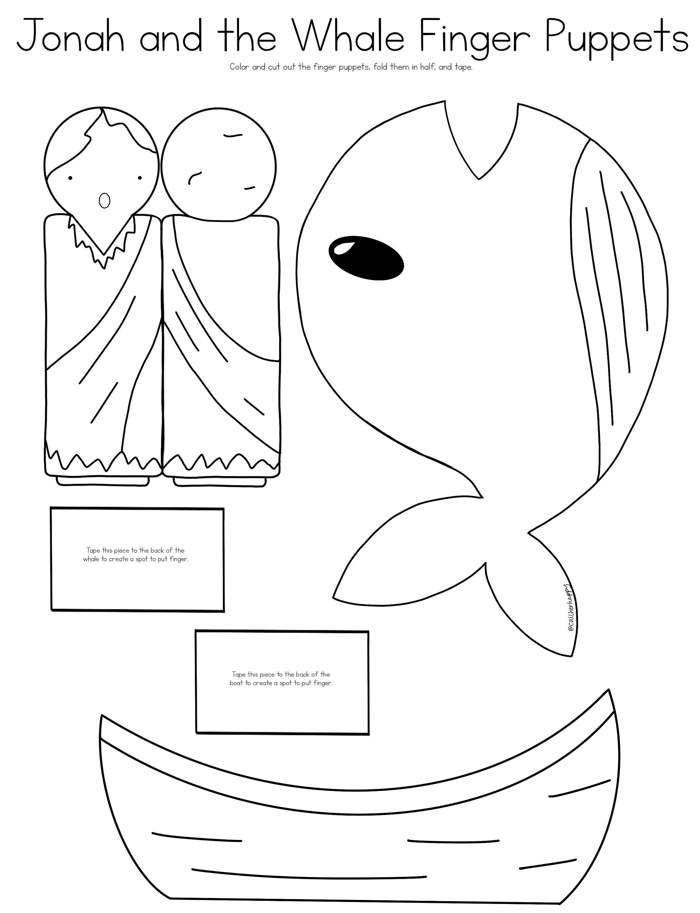 Jonah and the whale bible story finger puppets worksheet etsy australia
