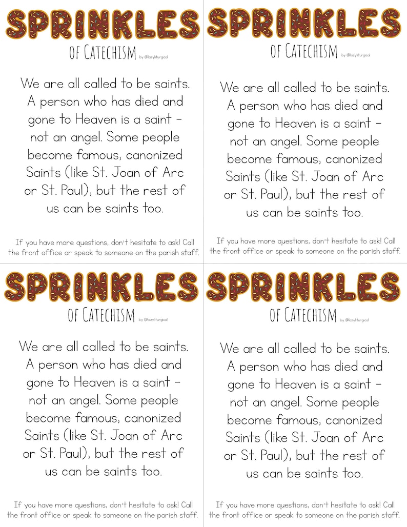 Sprinkles of Catechism catholic resource parishes printables Christian gifts for priest church banners donut art Jesus educational posters image 5