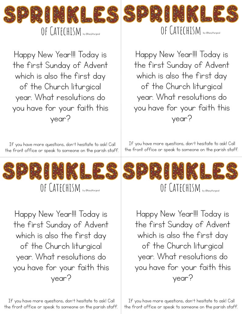 Sprinkles of Catechism catholic resource parishes printables Christian gifts for priest church banners donut art Jesus educational posters image 4