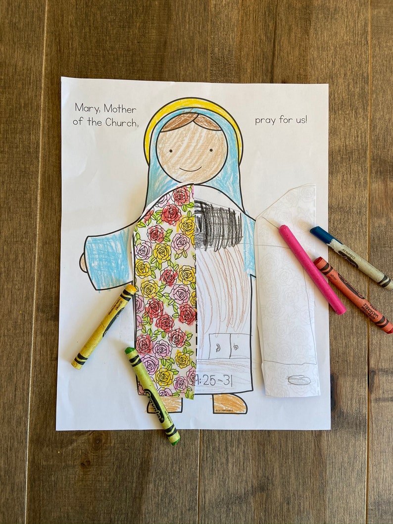 Mary Mother Church Worksheet Printable Coloring Page Sheet - Etsy