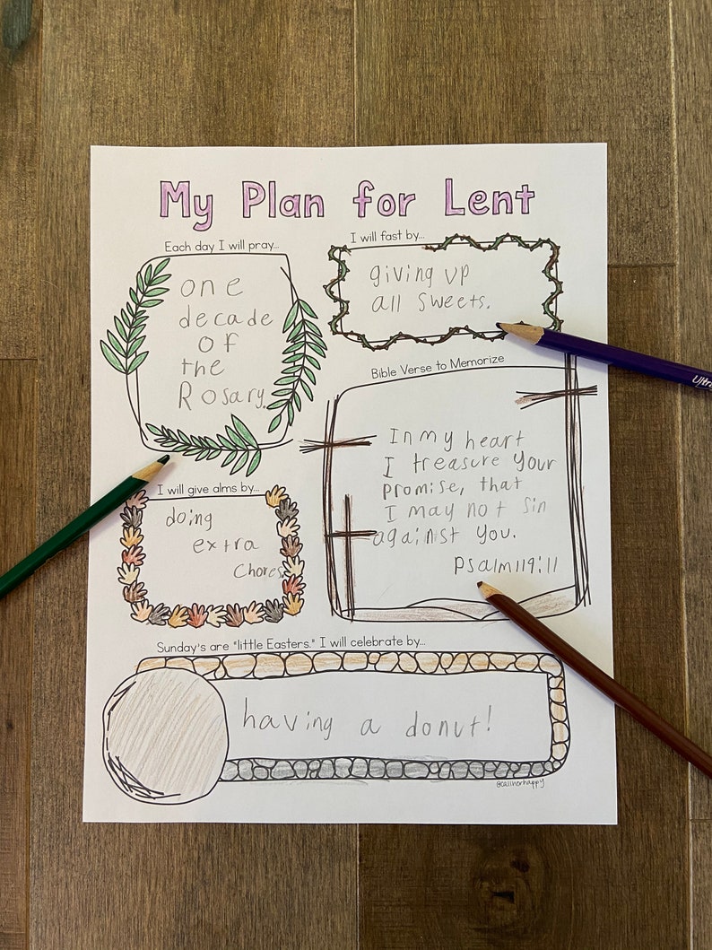 Lent planner Ash Wednesday printable coloring page sheet lazy image 1