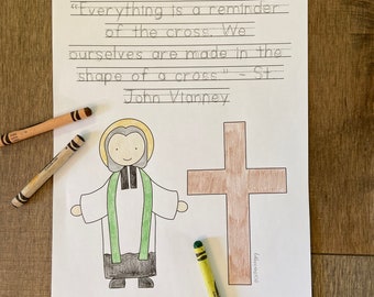 St. John Vianney priest coloring page sheet liturgical year catholic resources for kids lazy liturgical feast day holiday prayer activity