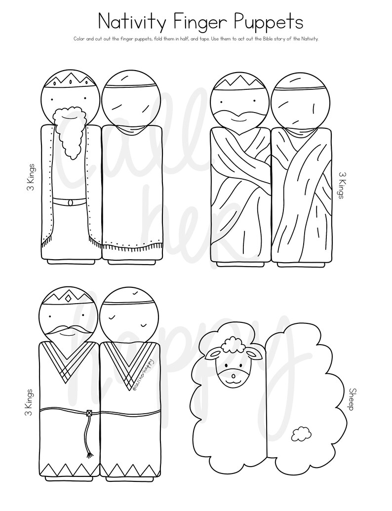 Nativity Christmas Story Bible Finger Puppets Worksheet - Etsy