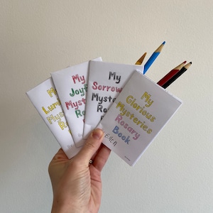 Libretto Misteri del Rosario Scuola Domenicale da colorare stampabile foglio risorse cattoliche per bambini attività di preghiera del giorno di festa Gesù