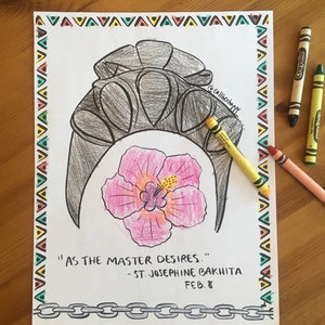 st Josephine Bakhita coloring page sheet liturgical year catholic resources for kids lazy liturgical feast day holiday christian activity