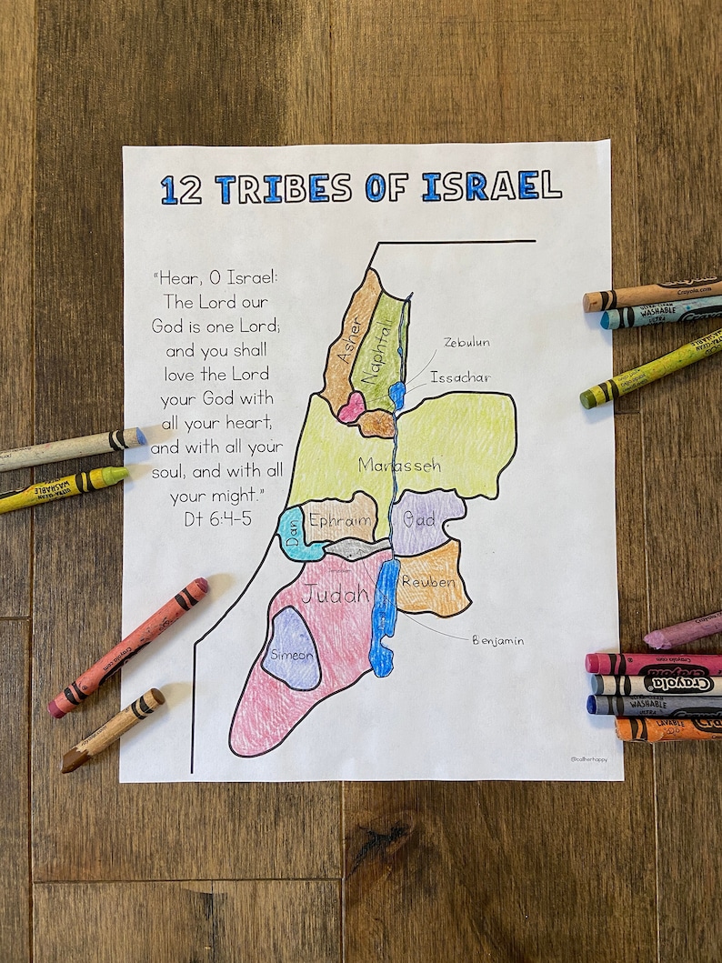 Donation: Tribes of Israel pray for Israel printable coloring page sheet liturgical year catholic resources kids prayer activities jesus image 1