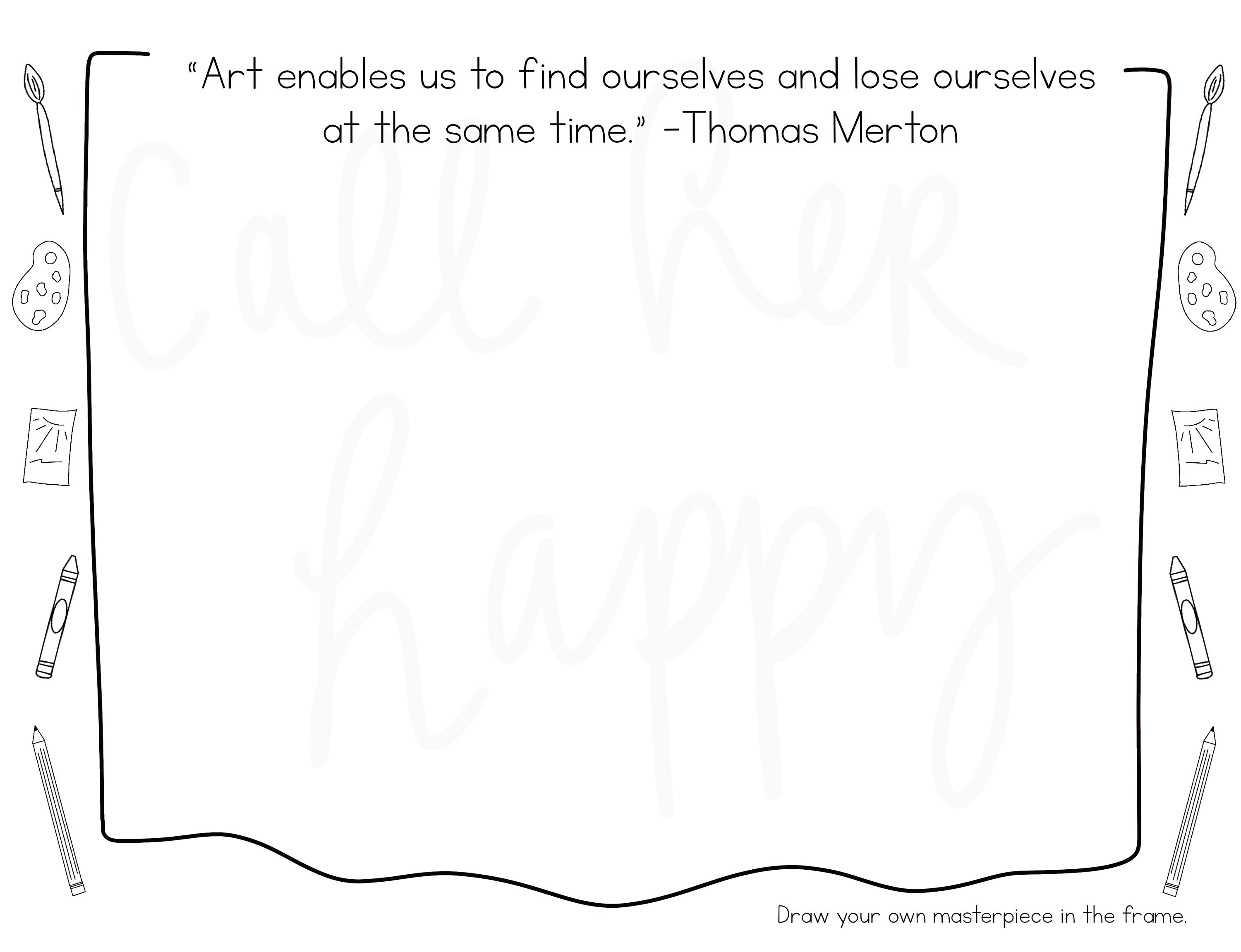 Thomas Merton Art Frame Printable Coloring Page Sheet Lazy Liturgical
