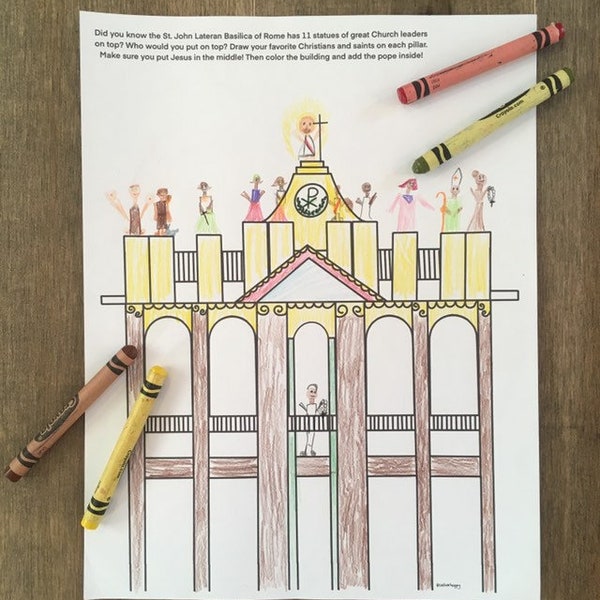 Lateran Basilica of Rome coloring page sheet liturgical year catholic resources for kids lazy liturgical feast day holiday prayer activity