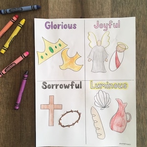 Month of the rosary Mary coloring page sheet printable catholic resources for kids lazy liturgical year feast day holiday prayer activity