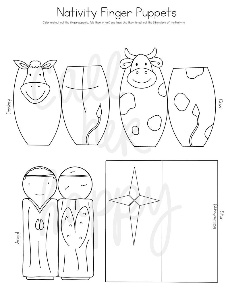 Nativity Christmas Story Bible Finger Puppets Worksheet - Etsy