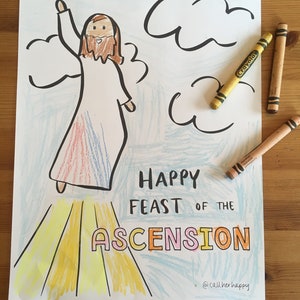 Ascension Sunday printable coloring page sheet lazy liturgical year catholic resources for kids feast day prayer activities jesus image 1