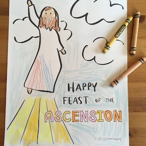 Ascension Sunday printable coloring page sheet lazy liturgical year catholic resources for kids feast day prayer activities jesus