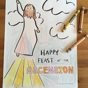 Ascension Sunday printable coloring page sheet lazy liturgical year catholic resources for kids feast day prayer activities jesus image 1